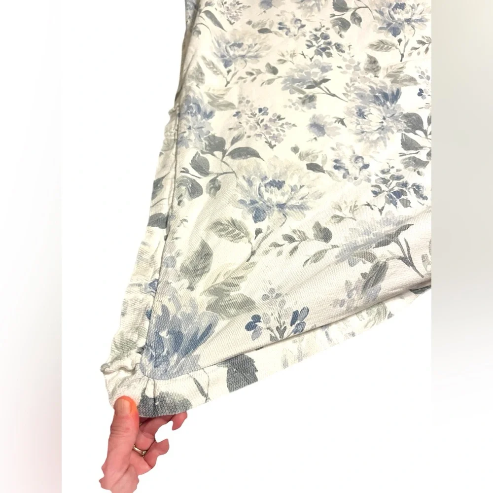LAURA ASHLEY HOME CHLOE BLUE FLORAL, RUFFLED DUVET 4 KING SHAMS BED SKIRT
